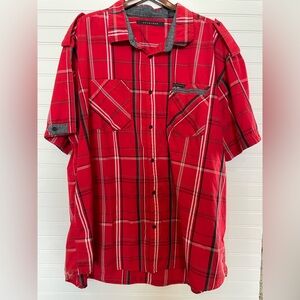 Sean Jean men’s shirtsleeve button down shirt red plaid size 4X